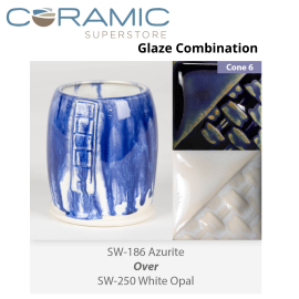 Azurite SW-186 over White Opal SW-250 Stoneware Combination